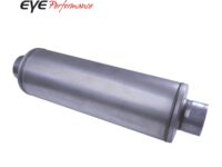 Diesel Exhaust Muffler 26 Inch Round 5 Inch Inlet/Outlet Aluminized Performance Louvered Exhaust Muffler Diamond Eye