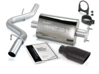 Monster Exhaust System Single Exit Black Ob Round Tip 04-06 Jeep 4.0L Wrangler LJ Unlimited Banks Power