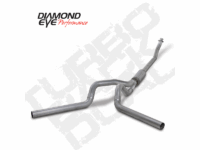Turbo Back Exhaust 94-02 RAM 2500/3500 4 Inch Single In/Out Split Rear/Side W/ Muffler Aluminized Diamond Eye