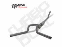 Turbo Back Exhaust 94-02 RAM 2500/3500 4 Inch Single In/Out Split Rear/Side W/ Muffler Stainless Diamond Eye